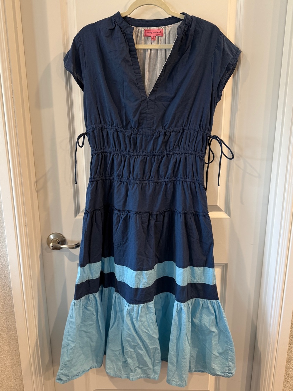 ✨Simply Southern✨ Navy & Light Blue Tiered Maxi Dress - Casual Summer Style